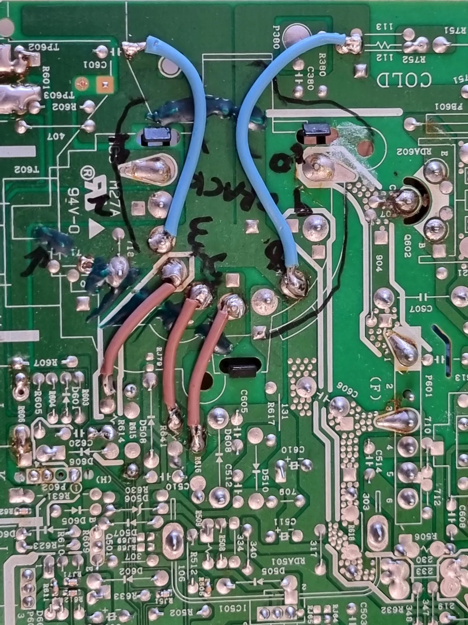 Middle of the work - PCB trace repair
